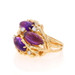Yellow Gold Amethyst Diamond Cluster Cocktail Ring - 14k Marquise Cab 4.46ctw