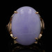 Yellow Gold Jadeite Cocktail Solitaire Ring - 14k Oval Cab 18.9ctw Lavender