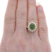 Yellow Gold Nephrite Jade & Cultured Pearl Halo Ring - 14k Oval Cabochon