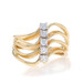 Yellow Gold Cubic Zirconia Five-Stone Bypass Ring - 10k Round Cut .22ctw Wave