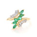 Yellow Gold Emerald Diamond Bypass Ring - 14k Marquise .74ctw Six-Stone Yellow Gold Emerald Diamond Bypass Ring - 14k Marquise .74ctw Six-Stone