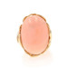 Yellow Gold Angel Skin Coral Cocktail Solitaire Ring - 14k Oval Cabochon Floral Yellow Gold Angel Skin Coral Cocktail Solitaire Ring - 14k Oval Cabochon Floral