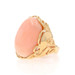 Yellow Gold Angel Skin Coral Cocktail Solitaire Ring - 14k Oval Cabochon Floral Yellow Gold Angel Skin Coral Cocktail Solitaire Ring - 14k Oval Cabochon Floral