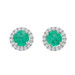 White Gold Emerald Diamond Halo Stud Earrings - 14k Round 3.25ctw Pierced White Gold Emerald Diamond Halo Stud Earrings - 14k Round 3.25ctw Pierced