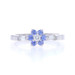 White Gold Tanzanite Diamond Halo Ring - 14k Round .36ctw Flower Blossom