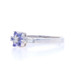 White Gold Tanzanite Diamond Halo Ring - 14k Round .36ctw Flower Blossom