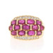 Yellow Gold Ruby & Diamond Cluster Cocktail Band - 14k Oval 4.91ctw Scallop Ring Yellow Gold Ruby & Diamond Cluster Cocktail Band - 14k Oval 4.91ctw Scallop Ring