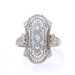 White Gold Diamond Art Deco Three-Stone Ring - 18k Single Cut Floral Vintage