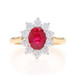 Yellow Gold Ruby & Diamond Halo Ring - 14k Oval 2.51ctw Floral Yellow Gold Ruby & Diamond Halo Ring - 14k Oval 2.51ctw Floral