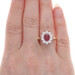 Yellow Gold Ruby & Diamond Halo Ring - 14k Oval 2.51ctw Floral Yellow Gold Ruby & Diamond Halo Ring - 14k Oval 2.51ctw Floral