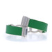 Judith Ripka Verona Curb Link CZ Bracelet 7 1/4" Sterling 925 Green Leather Judith Ripka Verona Curb Link CZ Bracelet 7 1/4" Sterling 925 Green Leather