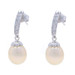 White Gold Cultured Pearl & Diamond Dangle Earrings - 14k Pierced