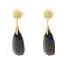 Yellow Gold Onyx & Diamond Dangle Earrings - 14k Pear Double Cabochon Pierced