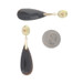 Yellow Gold Onyx & Diamond Dangle Earrings - 14k Pear Double Cabochon Pierced