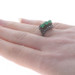 Silver Emerald & Diamond Georgian Bypass Ring - 14k Cab Antique Three-Stone Sz 7 Silver Emerald & Diamond Georgian Bypass Ring - 14k Cab Antique Three-Stone Sz 7