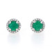 White Gold Emerald & Diamond Halo Stud Earrings - 14k Round .70ctw Pierced White Gold Emerald & Diamond Halo Stud Earrings - 14k Round .70ctw Pierced
