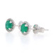 White Gold Emerald & Diamond Halo Stud Earrings - 14k Round .70ctw Pierced White Gold Emerald & Diamond Halo Stud Earrings - 14k Round .70ctw Pierced