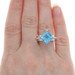 White Gold Blue Topaz Cocktail Solitaire Ring - 14k Square 5.18ct