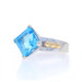 White Gold Blue Topaz Cocktail Solitaire Ring - 14k Square 5.18ct
