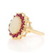Yellow Gold Opal Ruby Halo Ring - 14k Oval Cabochon 2.28ctw Yellow Gold Opal Ruby Halo Ring - 14k Oval Cabochon 2.28ctw