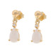Yellow Gold Opal Diamond Dangle Earrings - 14k Pear Cabochon .82ctw Pierced