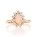 Yellow Gold Opal Diamond Halo Ring - 14k Pear Cabochon .50ctw Cathedral