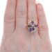 Yellow Gold Iolite Diamond Cluster Cocktail Ring - 14k Pear 1.26ctw Floral