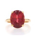 Yellow Gold Rubellite Tourmaline Cocktail Solitaire Ring - 14k Oval 7.73ct