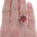 Yellow Gold Rubellite Tourmaline Cocktail Solitaire Ring - 14k Oval 7.73ct