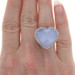 White Gold Chalcedony Diamond Heart Halo Ring - 14k Checkerboard Cab 11.57ctw