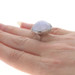 White Gold Chalcedony Diamond Heart Halo Ring - 14k Checkerboard Cab 11.57ctw