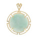 Yellow Gold Jadeite Circle Solitaire Pendant - 14k Round Double Cabochon Disc
