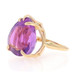 Yellow Gold Amethyst Cocktail Solitaire Ring - 14k Pear 12.75ct