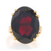 Yellow Gold Garnet Cocktail Solitaire Ring - 18k Oval 17.50ct Italy