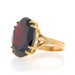 Yellow Gold Garnet Cocktail Solitaire Ring - 18k Oval 17.50ct Italy