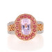 Rose Gold Kunzite, Tourmaline, & Diamond Halo Ring - 14k Oval 3.09ctw Milgrain