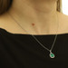 White Gold Emerald Diamond Halo Pendant Necklace 14k Pear 1.61ctw GIA Adjustable