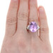 White Gold Kunzite & Diamond Ring - 18k Oval Cut 11.96ctw