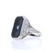 White Gold Onyx Diamond Art Deco Ring - 18k Vintage Filigree Milgrain