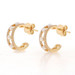 Yellow Gold Cultured Freshwater Pearl & Diamond Half-Hoop Earrings - 14k .17ctw