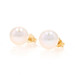 Yellow Gold Cultured Pearl Stud Earrings - 14k Pierced 8.5mm - 9mm