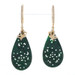 Yellow Gold Jade & Diamond Butterfly Hoop Dangle Earrings - 18k Carved .25ctw