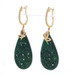 Yellow Gold Jade & Diamond Butterfly Hoop Dangle Earrings - 18k Carved .25ctw