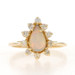 Yellow Gold Opal & Diamond Halo Ring - 14k Pear Cabochon .75ctw Cathedral