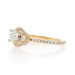 Yellow Gold Diamond Engagement Ring - 18k Round 1.00ctw Three-Stone Halo