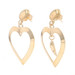 Yellow Gold Asymmetrical Heart Dangle Earrings - 14k Love Pierced