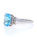 White Gold Blue Topaz & Diamond Ring - 10k Cushion Checkerboard 3.04ctw