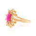 Yellow Gold Lab-Created Star Ruby & Diamond Halo Ring - 14k Marquise Cab 2.21ctw