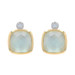 Yellow Gold Quartz over MOP & Diamond Short Drop Earrings - 14k Cush Cab.14ctw
