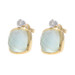 Yellow Gold Quartz over MOP & Diamond Short Drop Earrings - 14k Cush Cab.14ctw